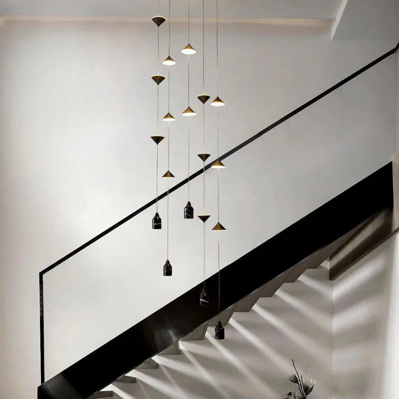 Nordic LED Pendant Lights by Afralia™ - Modern Gold Black Metal Hanging Lamp