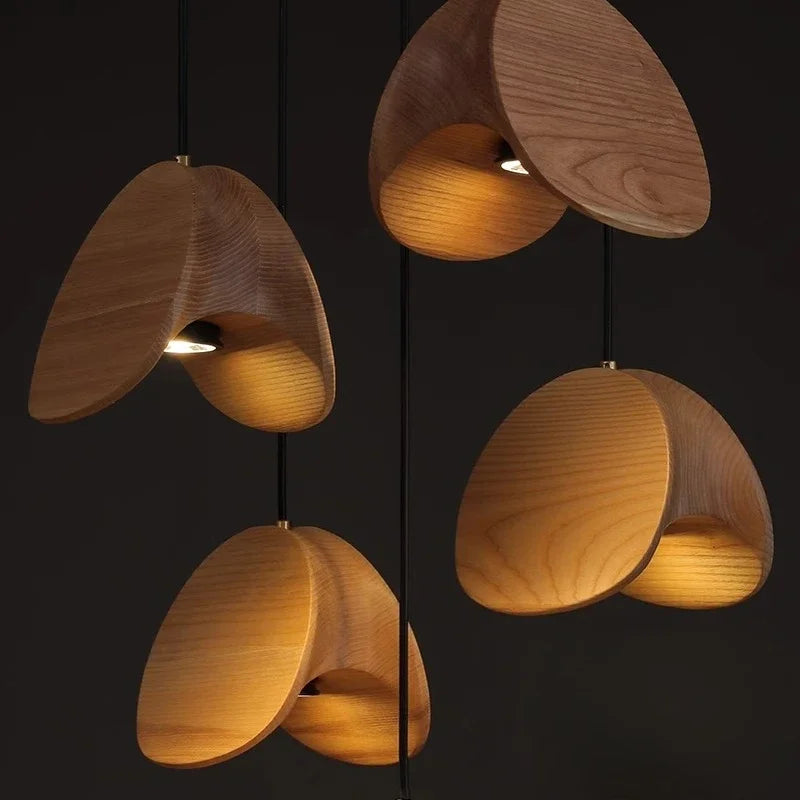 Afralia™ Wabi-sabi Wood Chandelier: Zen Tea Room Staircase Light, Retro Living Room Design
