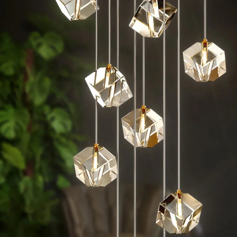 Afralia™ Crystal LED Chandelier for Staircase: Luxury Indoor Stair Lighting Fixture