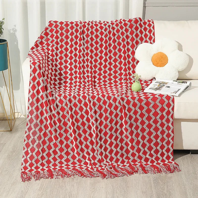 Afralia™ Knitted Tassel Hem Blanket: Cozy Warmth for Home, Office, Sofa, and More