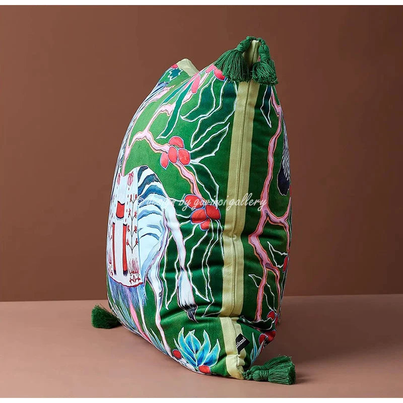 Afralia™ Mystical Zebra Decorative Cushion Cover Luxury Throw Pillowcase Bordeaux