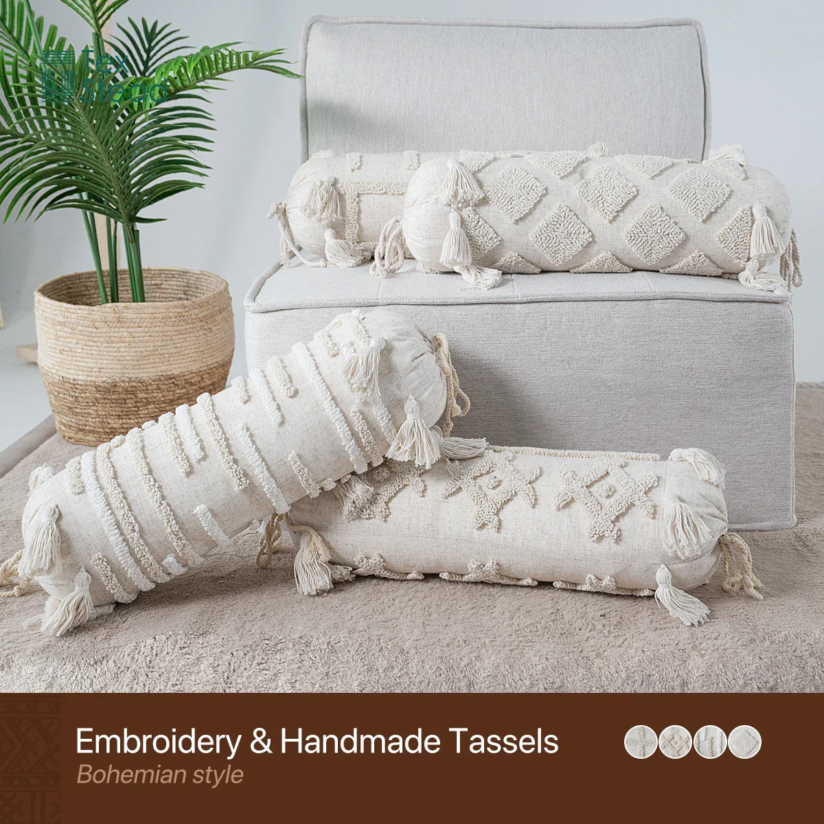 Afralia™ Boho Tufted Tassel Lumbar Throw Pillow