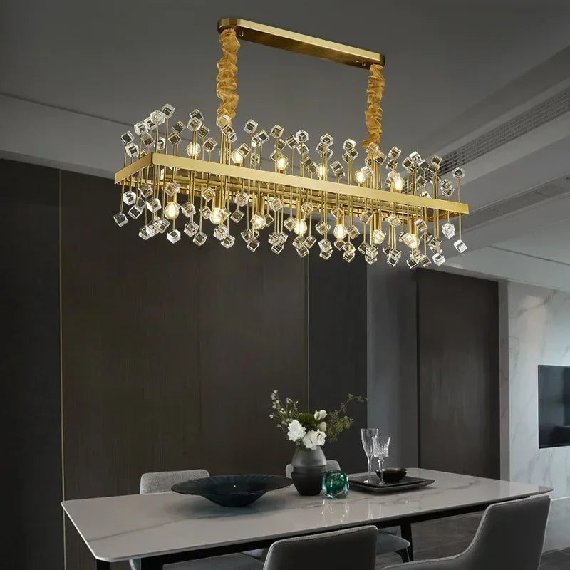 Afralia™ Luxury Glass Chandelier LED Pendant Light for Living Room, Bedroom, and Restaurant