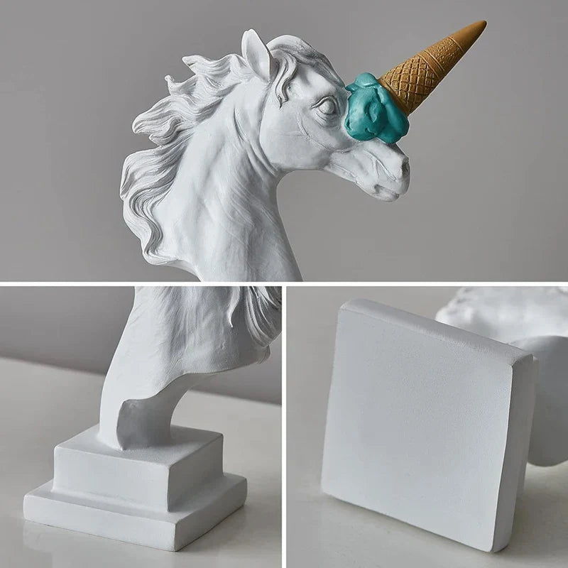 Afralia™ Horse Head Sculpture Resin Animal Statue Modern Home Decor