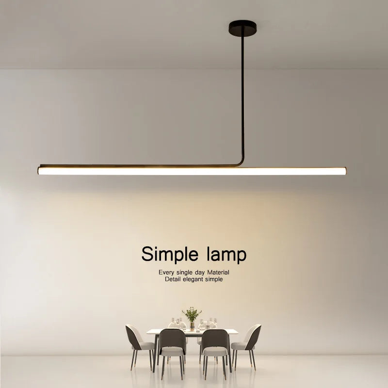 Afralia™ Modern Black Long Tube LED Chandelier for Dining Room, Dimmable Pendant Light