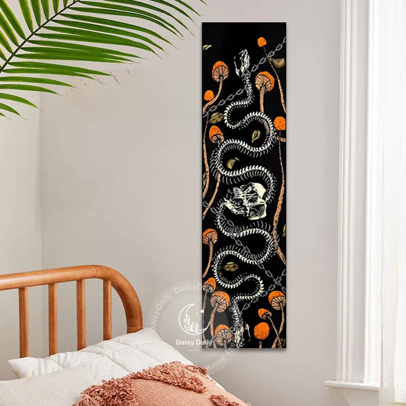 Afralia™ Snake Skull Mushroom Tapestry for Magical Aesthetic Room Decor