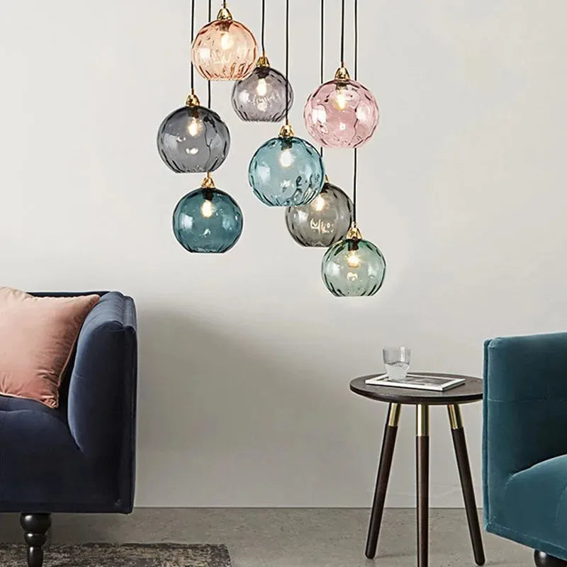 Afralia™ Water Grain Glass Pendant Light for Kitchen Bar Dining Room