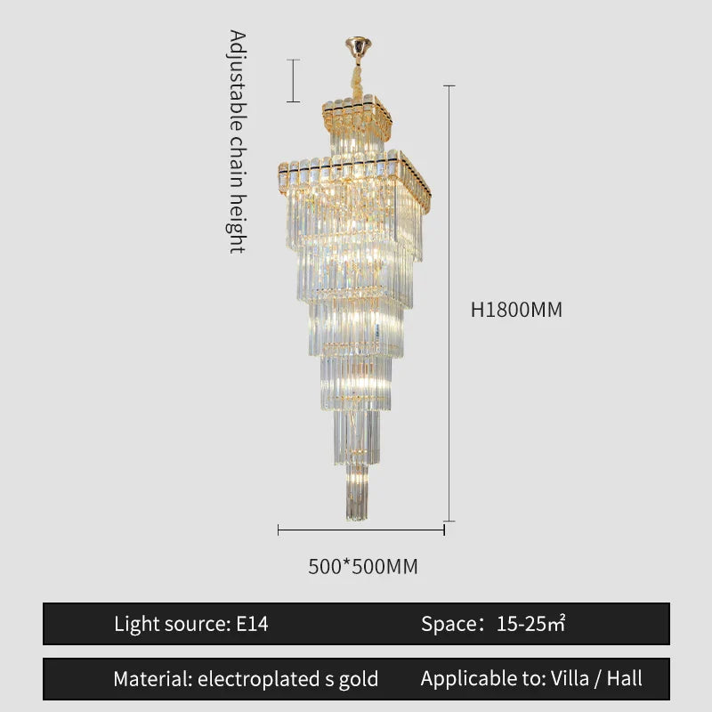 Afralia™ Nordic Duplex Villa Crystal Chandelier for Luxury Spaces