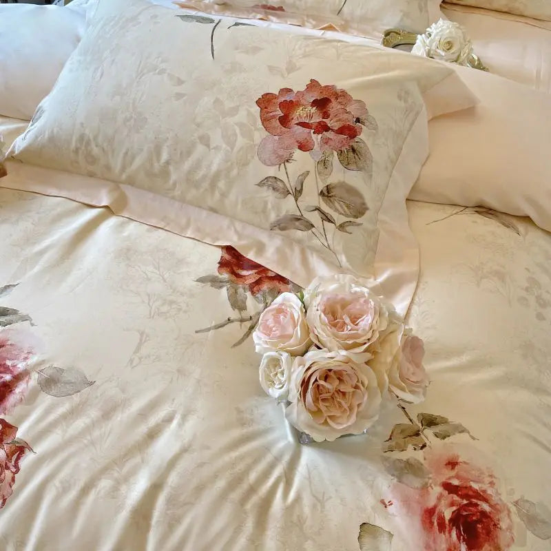 Afralia™ French Vintage Rose 1000TC Egyptian Cotton Bedding Set