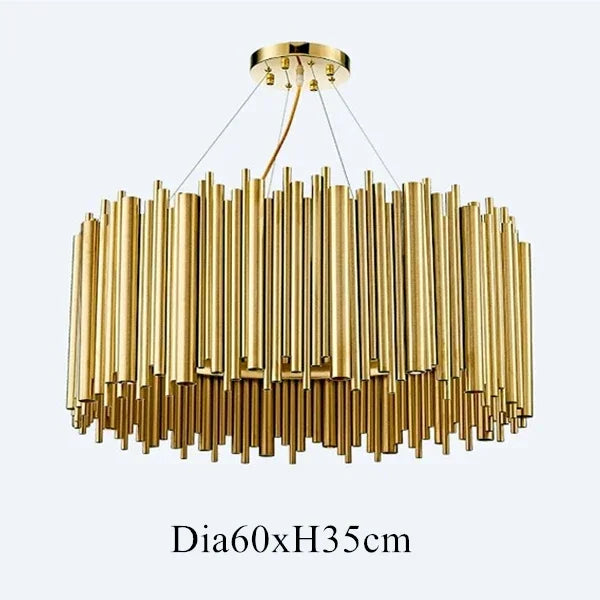 Afralia™ Gold Brubeck LED Chandelier Pendant Light - Stylish Aluminum Alloy Tube Suspension Luminaire