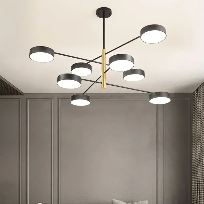 Afralia™ Modern LED Pendant Light: Circular Black Gold Chandelier for Stylish Interior Lighting