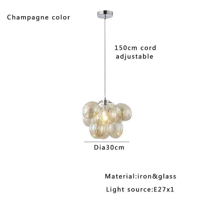 Afralia™ Smoky Gray Grape Glass Chandelier - Modern Dining Room Decor