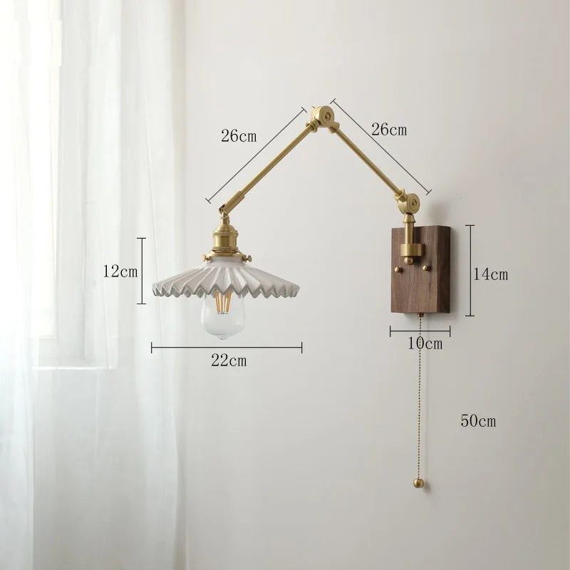 Afralia™ Nordic Ceramic Wall Lamp with Pull Chain Switch, Up Down LED Lighting