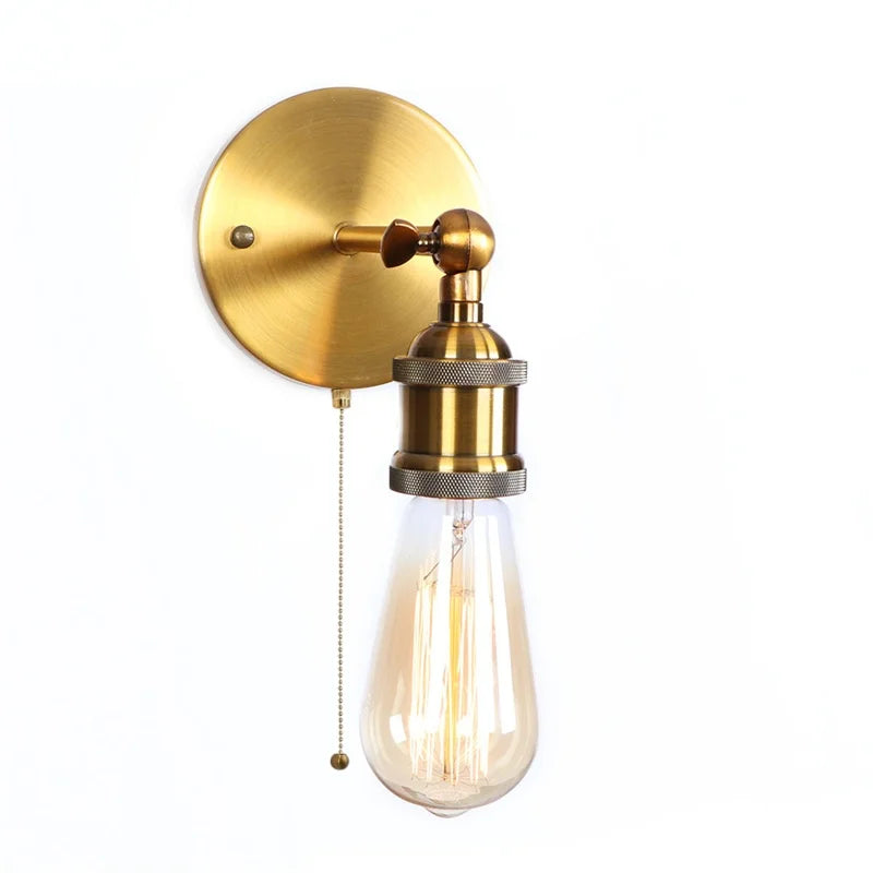 Afralia™ Retro Iron LED Wall Lamp Sconce, Gold Vintage Indoor Luminaire for Bedroom, Cafe