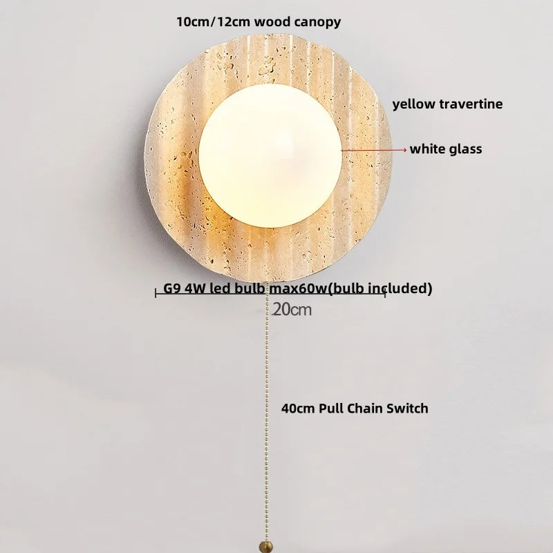 Afralia™ Yellow Travertine LED Wall Lights for Nordic Modern Home Decor