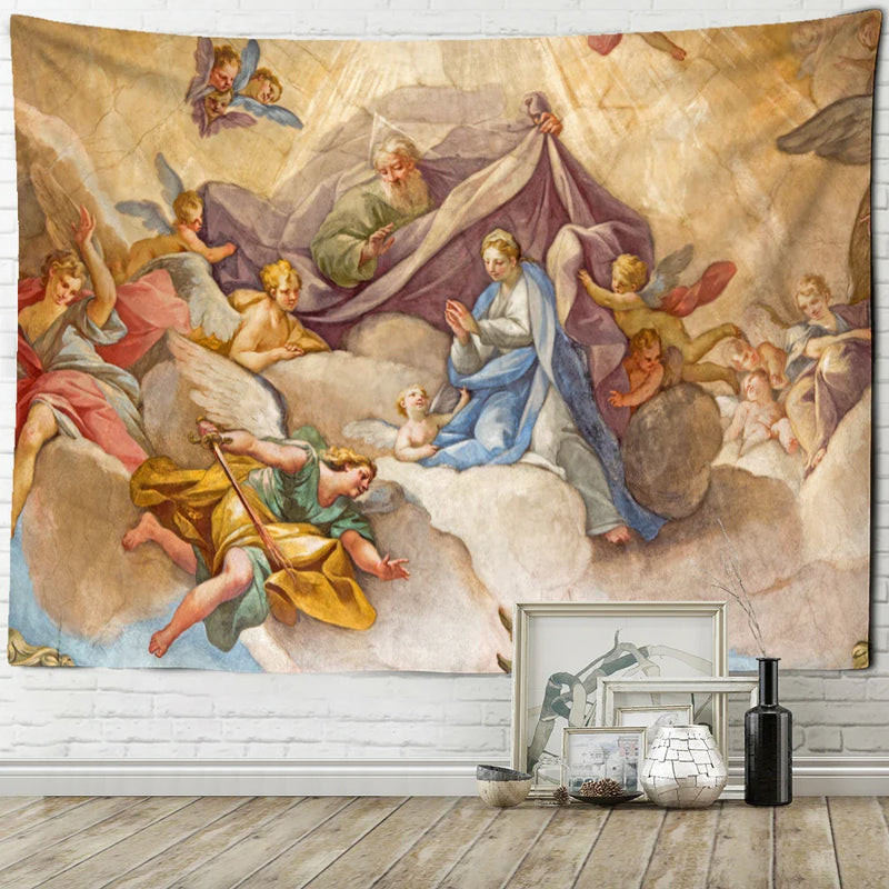 Afralia™ Vintage Angel Tapestry Wall Hanging for Christian Boho Home Decor