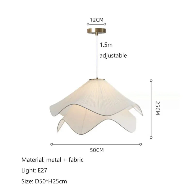 Afralia™ LED White Fabric Pendant Light for Living Room Bedroom Dining Table