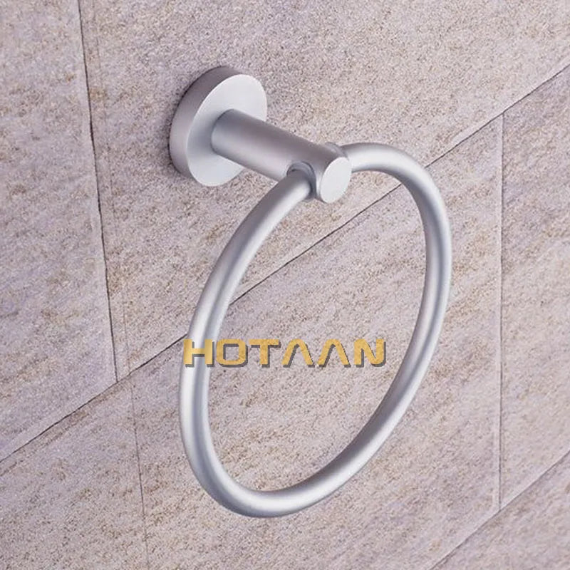 Afralia™ Round Aluminium Towel Holder Rings Wall Mounted Bathroom Accessories Anti-Rust