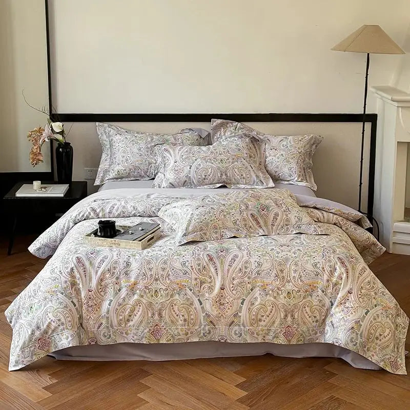 Afralia™ Vintage Rose Flowers Bedding Set, 1000TC Egyptian Cotton, 4Pcs