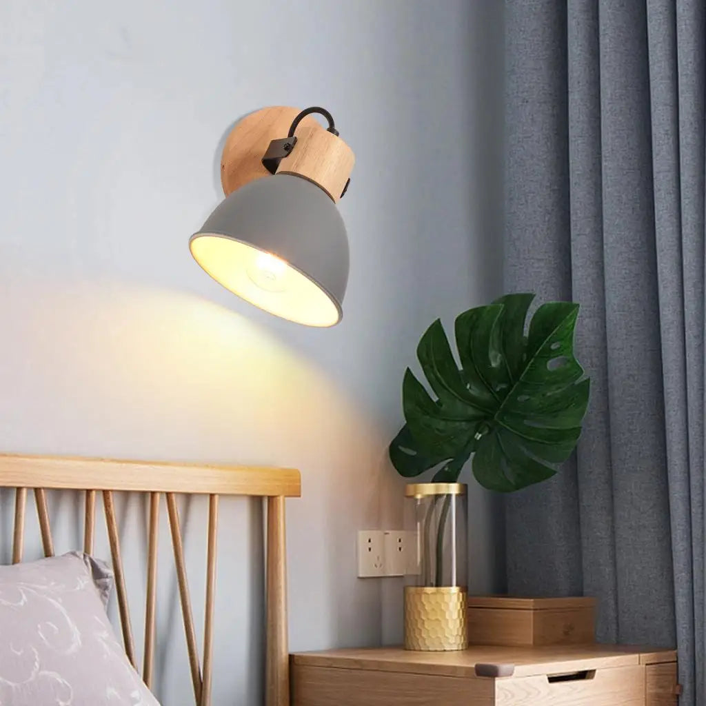 Afralia™ Nordic Wooden Wall Light Industrial Wall Sconce for Bedroom Reading