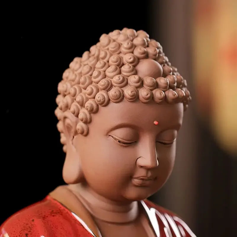Afralia™ Ceramic Sakyamuni Buddha Statue 24cm - Chinese Style Decorative Ornament