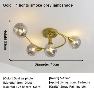 Afralia™ Glass Nordic Ceiling Chandelier for Home Decor Lighting