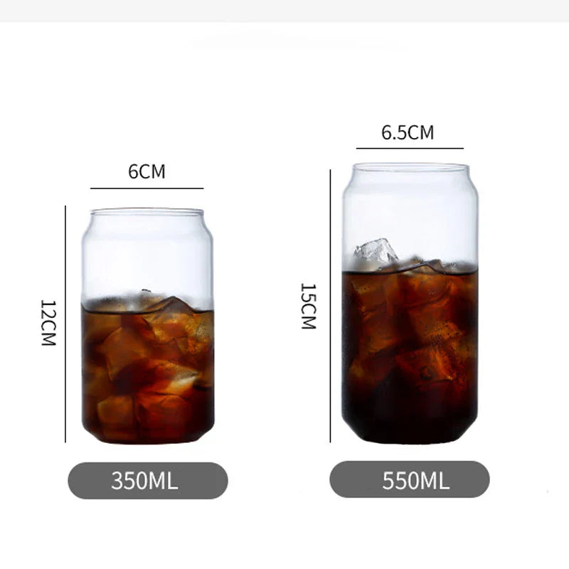 Afralia™ Glass Can Shape Cup with Bamboo Lid, High Borosilicate Glass Drinkware