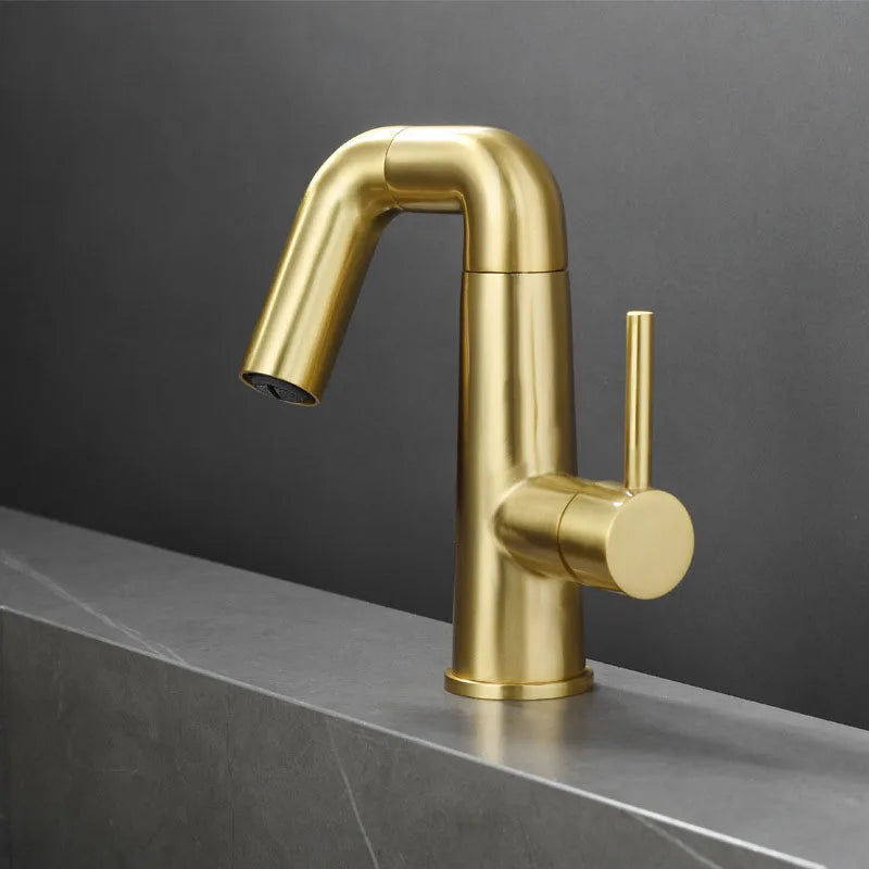 Afralia™ Tall Style Basin Faucet Mixer Deck Mounted Single Hole Handle -Gold Black White Chrome