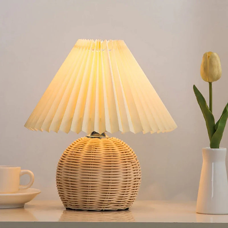 Afralia™ Nordic Ceramics Table Lamp - Modern Desk Light with Pleated Lampshade for Cozy Home Lighting