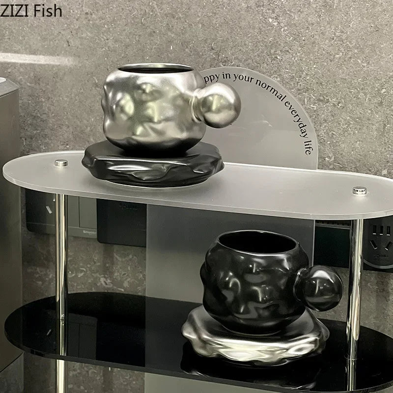 Afralia™ Matte Ceramic Cup&saucer Set for Dining Table, Coffee & Tea, Afternoon Tea, Fruit Juices