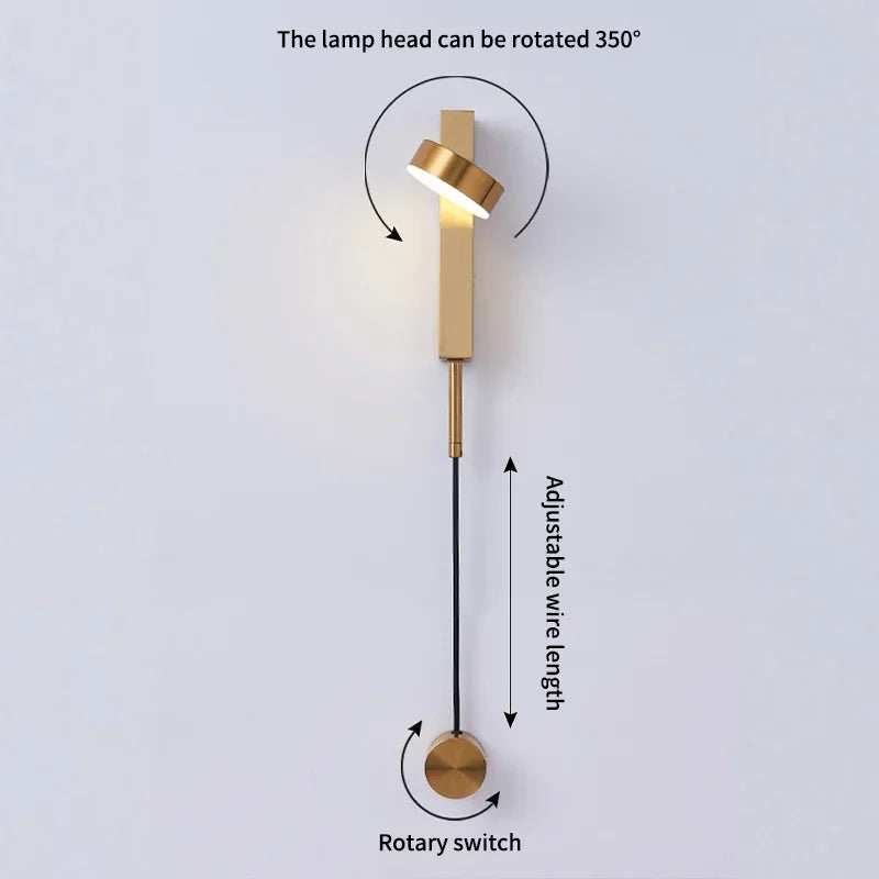 Afralia™ Black Rotation LED Wall Lamp for Bedroom Bedside, Modern Indoor Lighting Fixtures