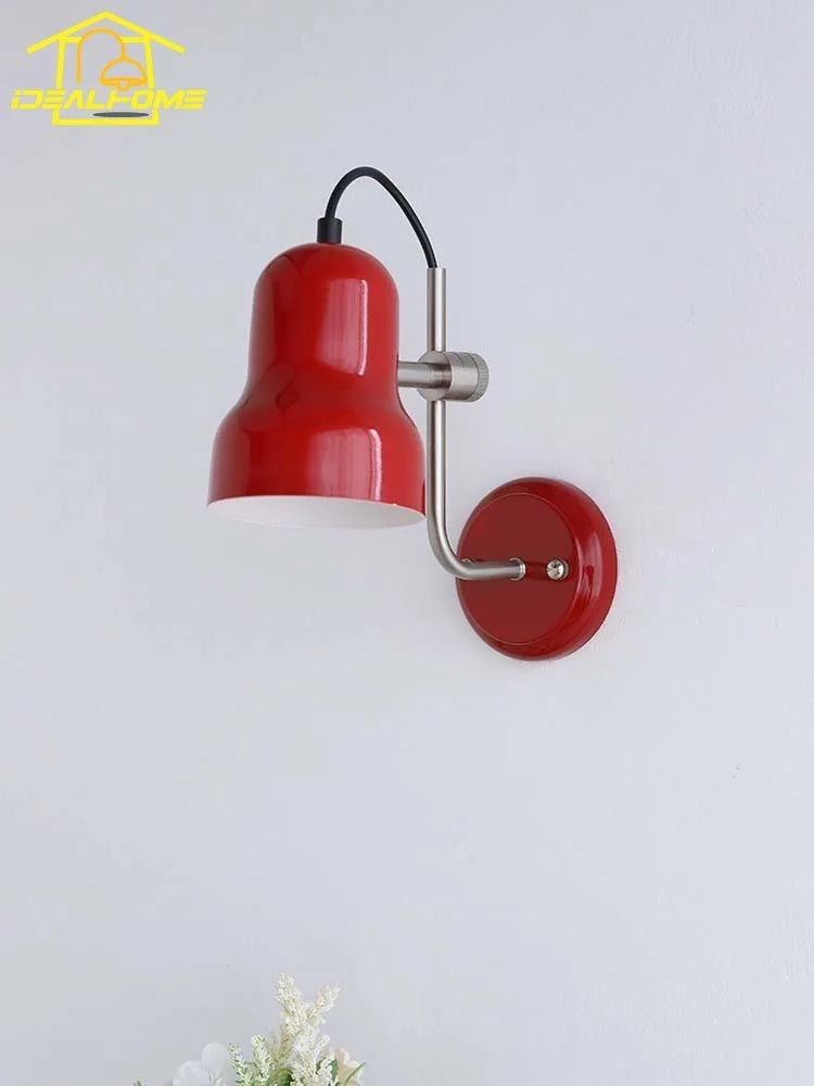 Afralia™ Medieval Red Wall Lamp LED Iron Art Adjustable for Bedroom Bedside Reading