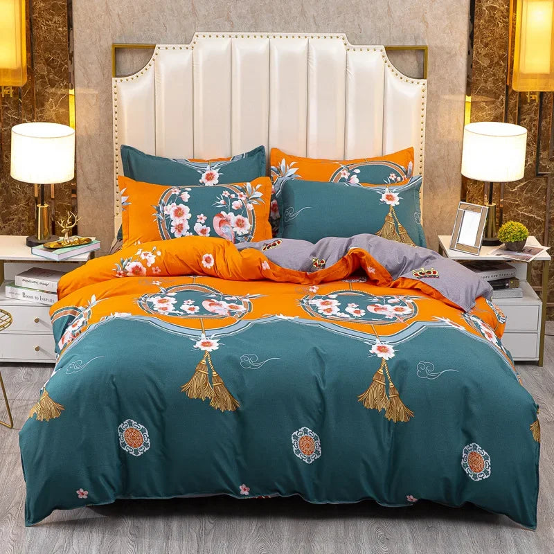 Afralia™ Cartoon Print Bedding Set - Queen/King Size Duvet Cover, Sheets, Pillowcases