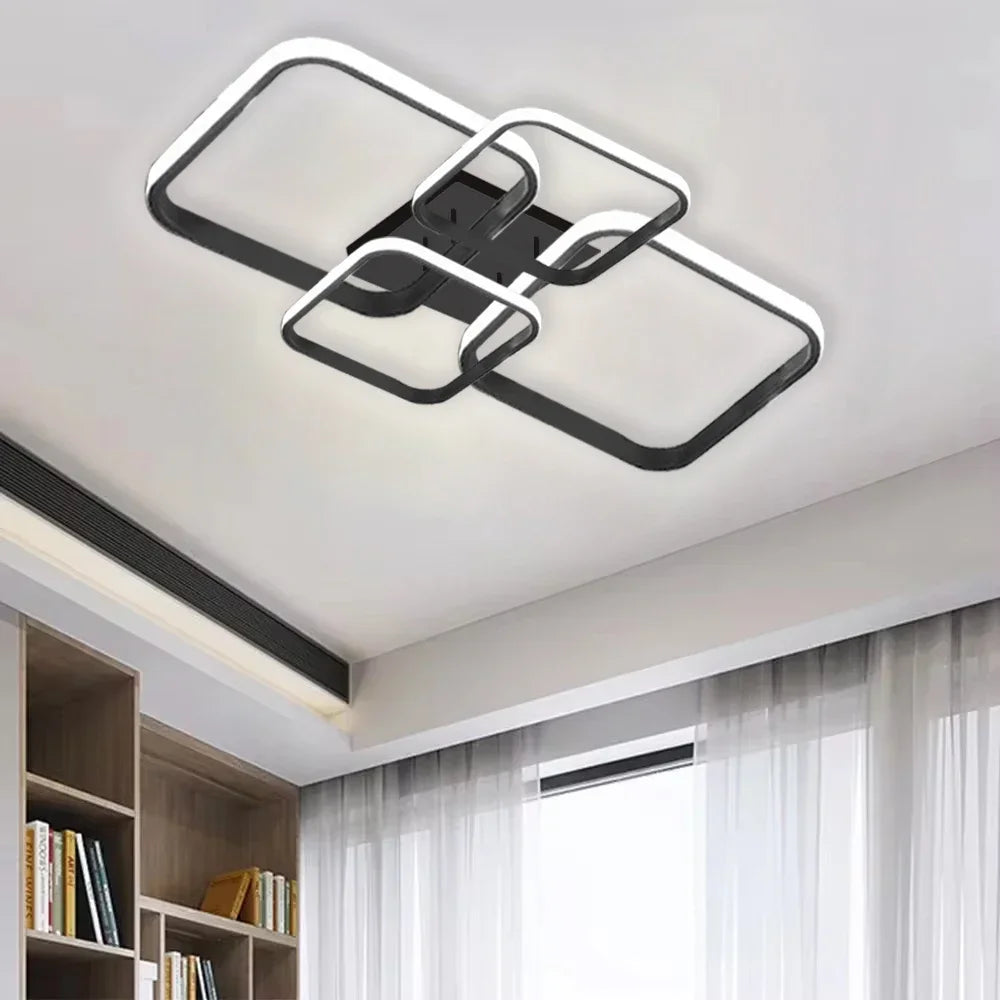 Afralia™ LED Ceiling Light 4 Rings 78W Square for Living Room Bedroom Bar