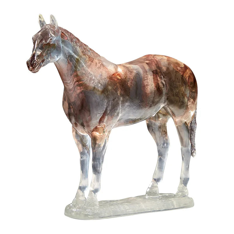 Afralia™ Resin Horse Sculpture Decor - Transparent Colored Animal Figurine