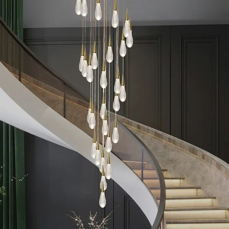 Afralia™ Gold Crystal Water Drop Pendant Lights for Dining Room Chandelier