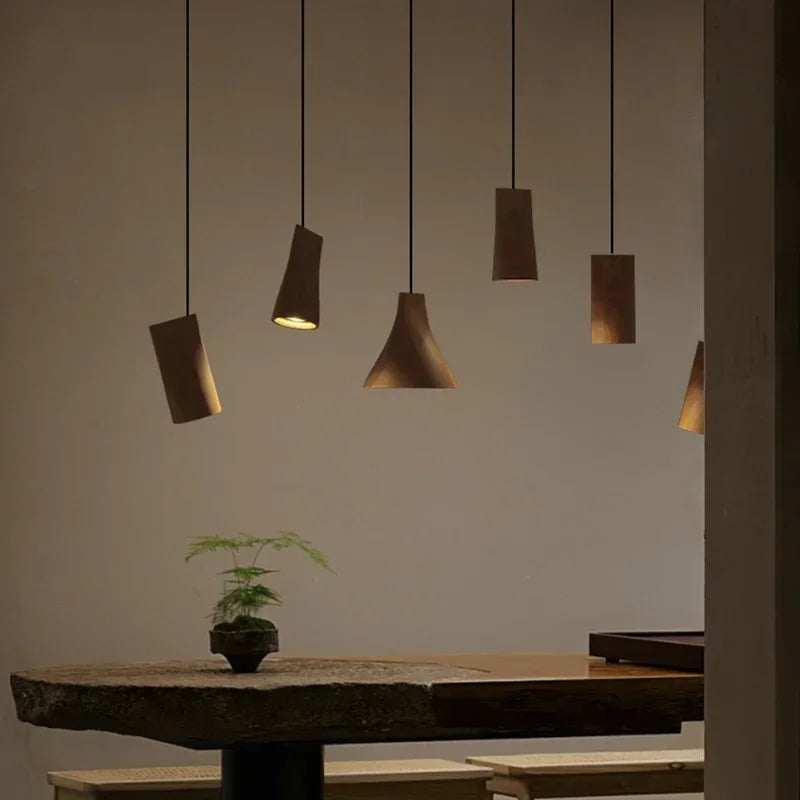 Afralia™ Nordic Wood Bedside Lamp LED Chandelier for Bedroom, Restaurant, and Bar Table