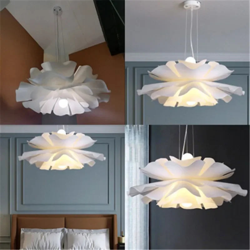 Afralia™ White Acrylic Flower Pendant Chandelier for Bedroom Living Dining LED Lighting