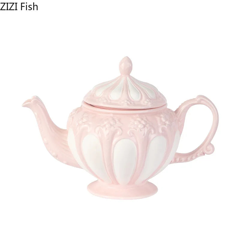 Afralia™ Floral Ceramic Dining Set: Teapot, Cup, Saucer, Coffee Mug, Milk Mugs, Tea Cup, Juice Container