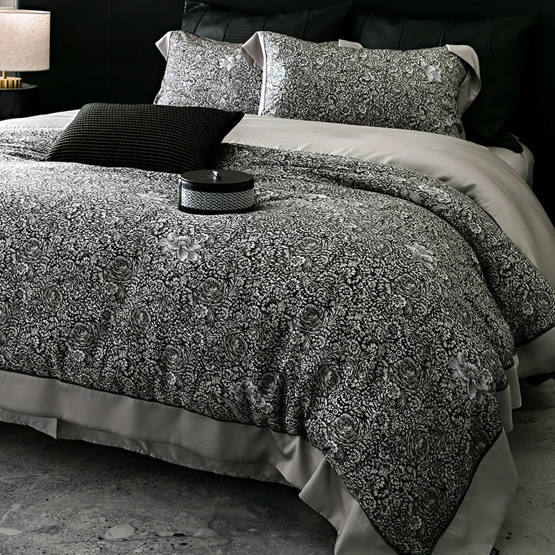 Afralia™ Flowers Plant Print Bedding Set: Luxe Lyocell Cotton Soft Silky Cool Duvet Cover Set