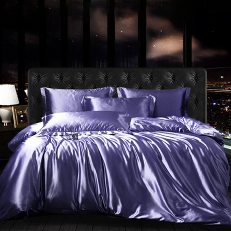 Afralia™ Mulberry Silk-blend Satin Duvet Cover Set for King & Queen Beds