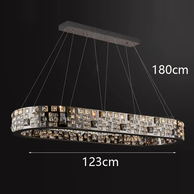 Afralia™ Black Crystal Chandelier for Dining & Living Room Decor - Ceiling Pendant Light