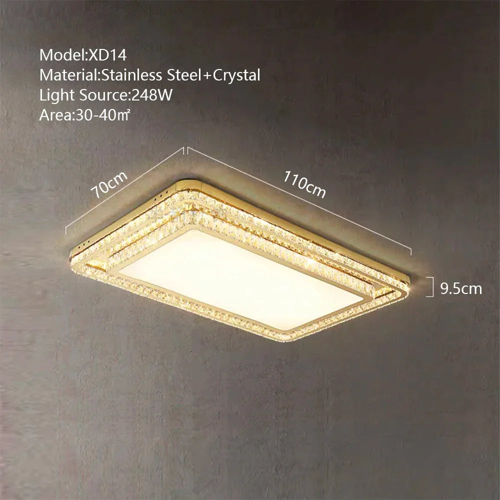 Afralia™ Crystal LED Ceiling Chandelier - Luxe Rectangular Design for Stylish Home Decor