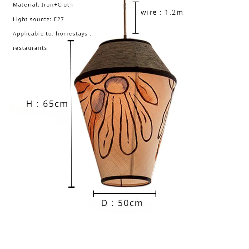 Afralia™ Colored Wabi Sabi Fabric Pendant Lamp for Homestay and Restaurant