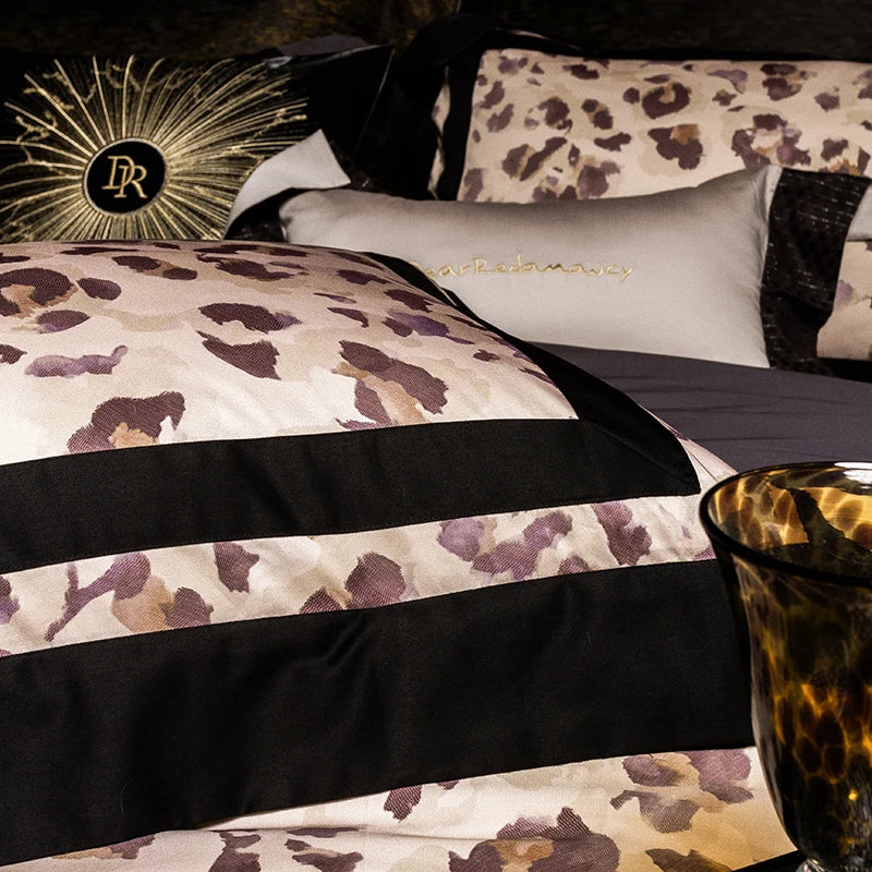 Afralia™ Leopard Print Luxury Bedding Set Queen King Size Duvet Cover Sheet Pillowcases