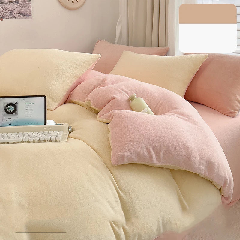 Afralia™ Milk Velvet Winter Quilt Cover Queen Size Double-Sided Plush Bedding Duvet