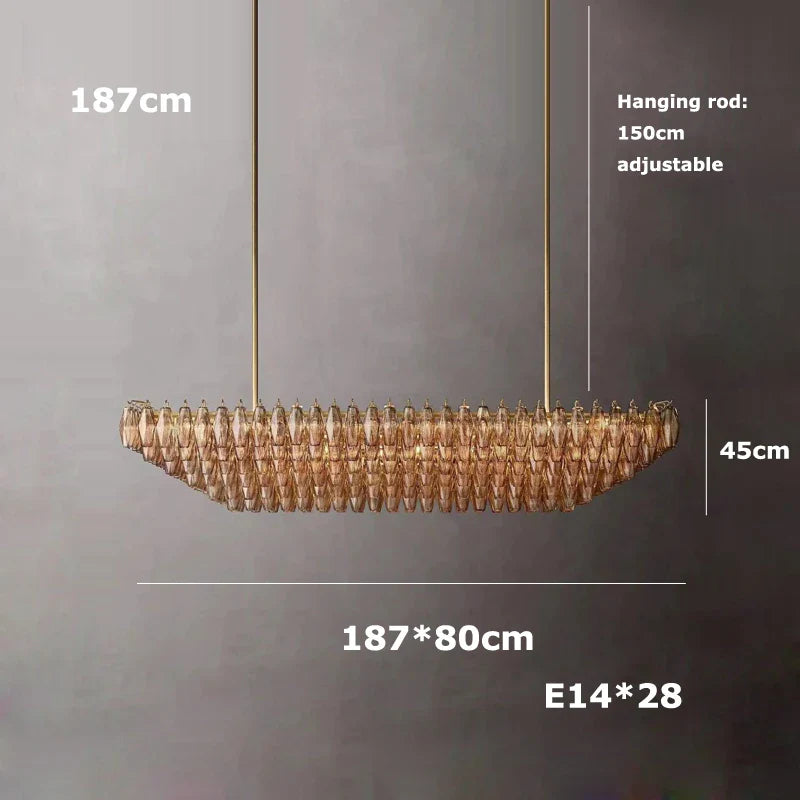 Afralia™ Glass Shade LED Chandelier Hanging Ceiling Light for Dining Room