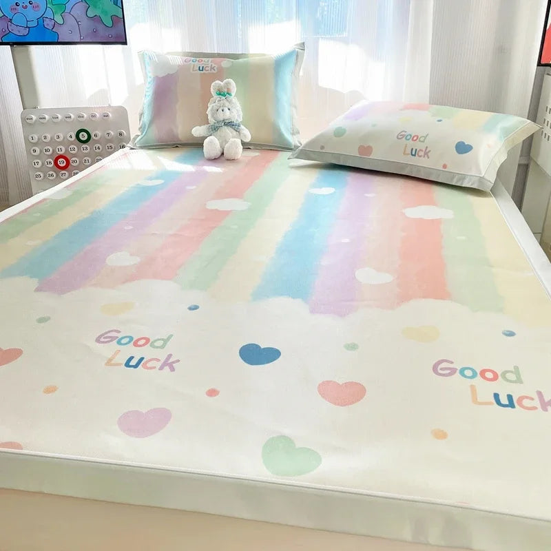 Afralia™ Luxury Ice Silk Cooling Mat & Pillowcase Set for Queen Bed