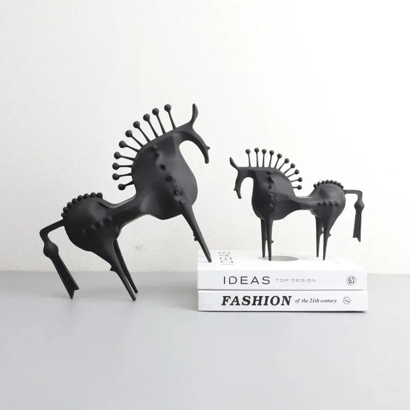 Afralia™ Metal Horse Statue: Abstract Ornament for Modern Home Decor, Bookshelf, Living Room