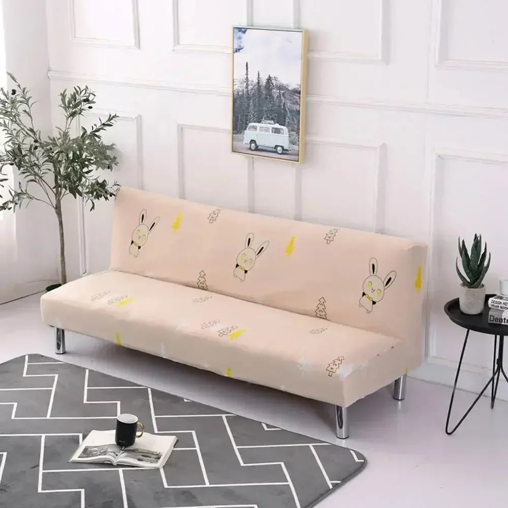 Afralia™ Armless Futon Sofa Cover Slipcover Elastic No Armrest